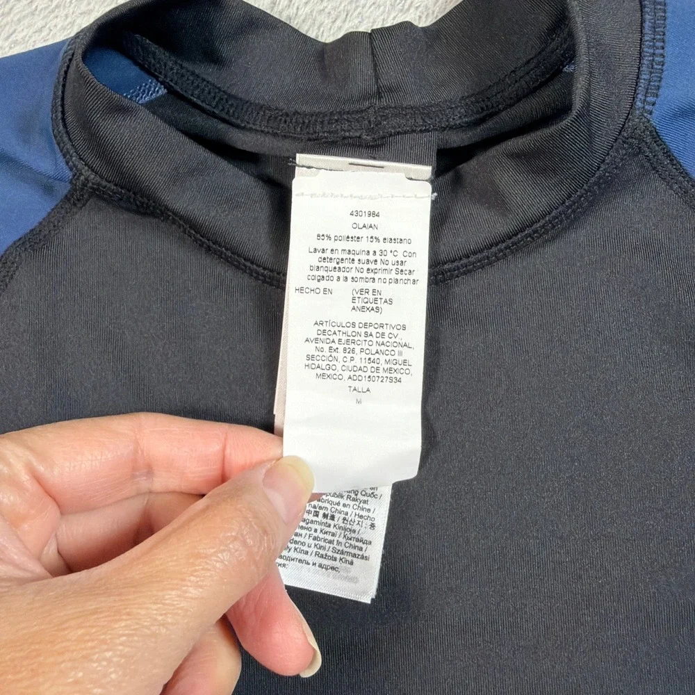 Olaian Decathlon Rash Guard Men Medium Black Anti-UV 500 Long Sleeve UPF 50+ NWT